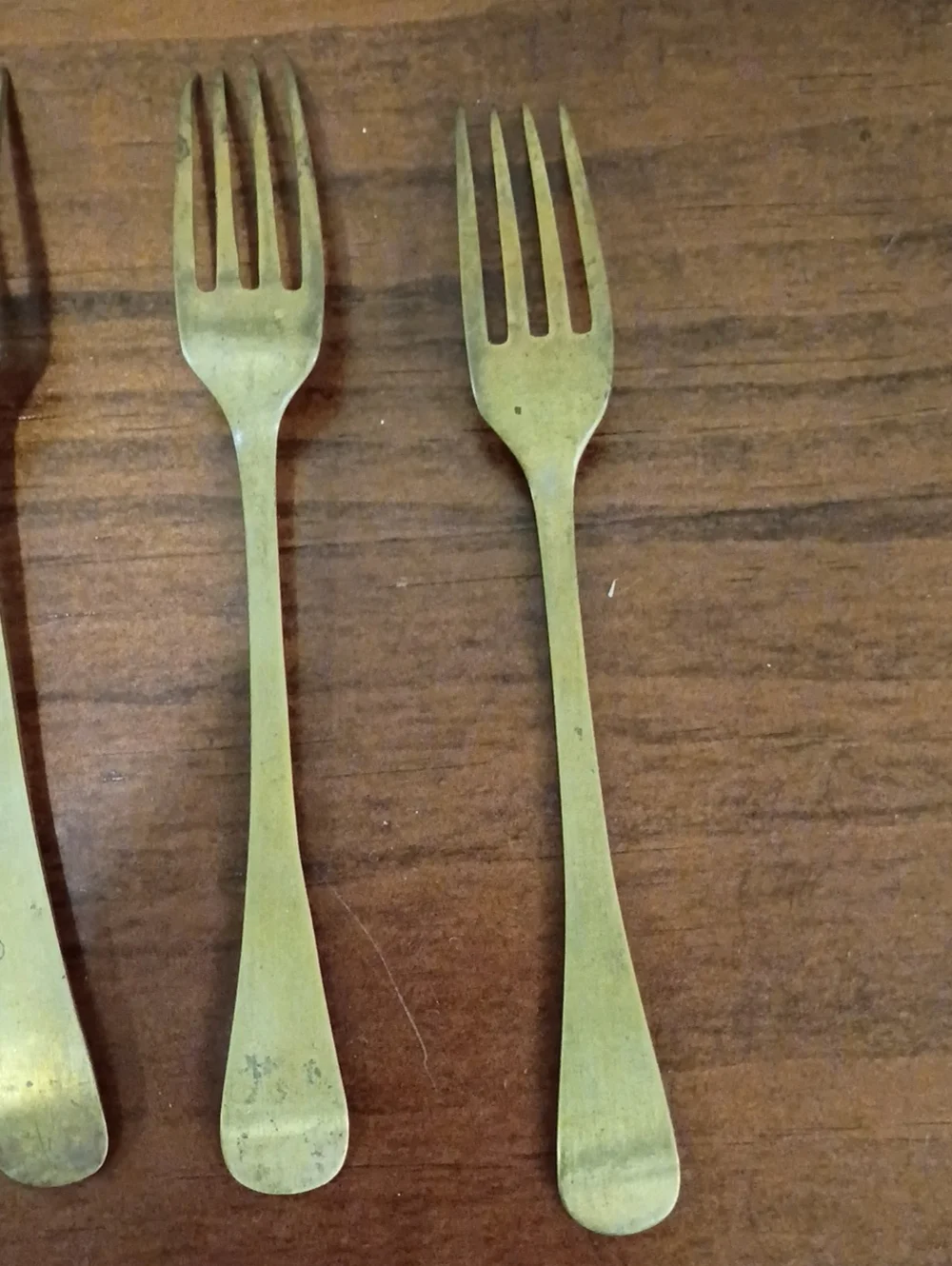 Brass Dessert Forks, Set Of 5 - Vintage!